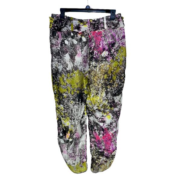 Anthropologie Silk Cropped Pants Colorful Leifsdottir Pocket Bow Trousers - Picture 3 of 13